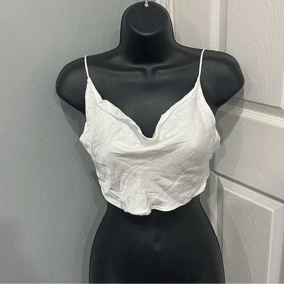 ZARA pearl white satin backless top - Picture 1 of 6